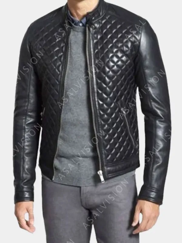 Asal Vision Black Jackets | Leather Jackets | Diamond Quilted Leather Jacket Mens Black