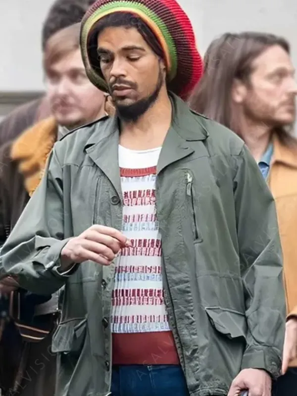 Asal Vision Cotton Jackets | Bob Marley One Love 2024 Kingsley Ben-Adir Jacket Green