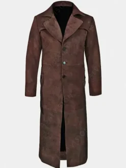 Asal Vision Leather Coats | Trench Coats | Bobby Duster Trench Sheepskin Leather Coat Dark Brown