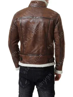 Asal Vision Brown Jackets | Leather Jackets | Bomber Waxed Shearling Leather Jacket Mens Brown