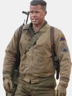 Asal Vision Cotton Jackets | Brad Pitt WW2 Fury Wardaddy Bomber Jacket Same As Image