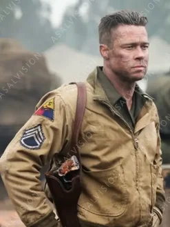 Asal Vision Cotton Jackets | Brad Pitt WW2 Fury Wardaddy Bomber Jacket Same As Image