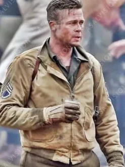 Asal Vision Cotton Jackets | Brad Pitt WW2 Fury Wardaddy Bomber Jacket Same As Image