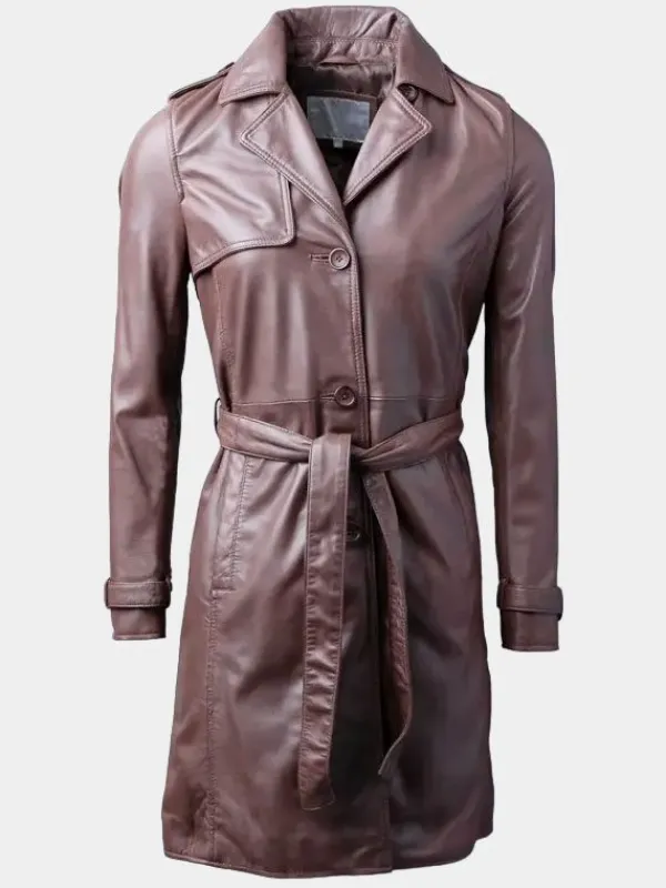 Asal Vision Leather Coats | Trench Coats | Leather Trench Coat For Women’s Brown