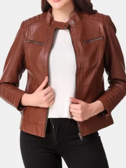 Asal Vision Brown Jackets | Biker Jackets | Motorcycle Leather Jacket For Women’s Brown