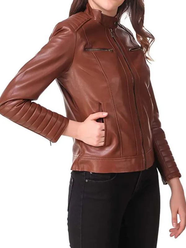 Asal Vision Brown Jackets | Biker Jackets | Motorcycle Leather Jacket For Women’s Brown