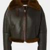 Asal Vision Brown Jackets | Textured Shearling Leather Jacket For Women’s Brown