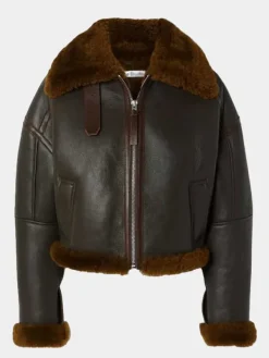 Asal Vision Brown Jackets | Textured Shearling Leather Jacket For Women’s Brown