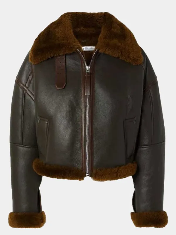 Asal Vision Brown Jackets | Textured Shearling Leather Jacket For Women’s Brown