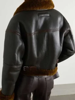 Asal Vision Brown Jackets | Textured Shearling Leather Jacket For Women’s Brown