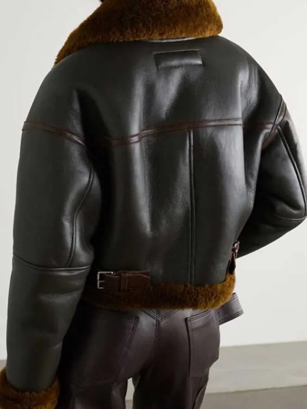 Asal Vision Brown Jackets | Textured Shearling Leather Jacket For Women’s Brown