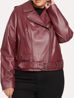 Asal Vision Biker Jackets | Leather Jackets | Oversized Real Leather Biker Jacket For Women Burgundy