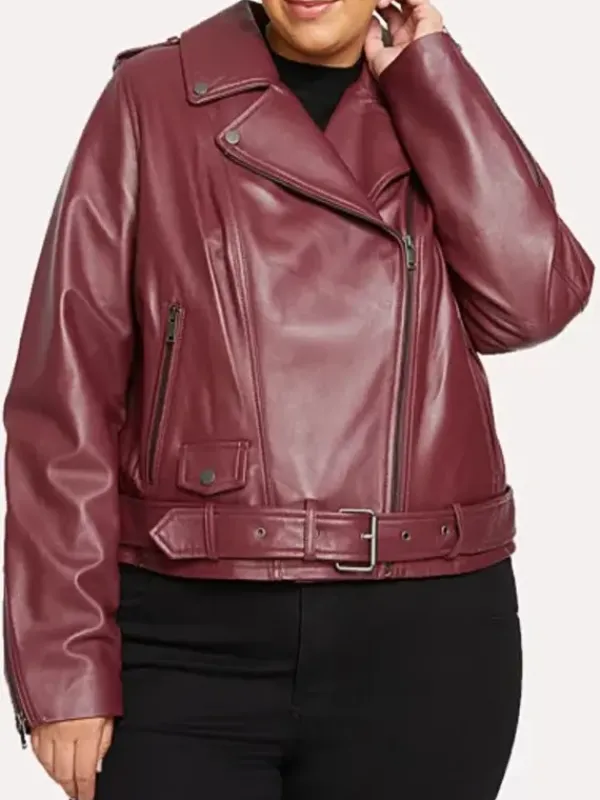 Asal Vision Biker Jackets | Leather Jackets | Oversized Real Leather Biker Jacket For Women Burgundy