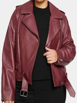 Asal Vision Biker Jackets | Leather Jackets | Oversized Real Leather Biker Jacket For Women Burgundy