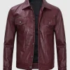 Asal Vision Trucker Jackets | Leather Jackets | Trucker Leather Jacket For Men Burgundy