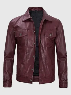 Asal Vision Trucker Jackets | Leather Jackets | Trucker Leather Jacket For Men Burgundy
