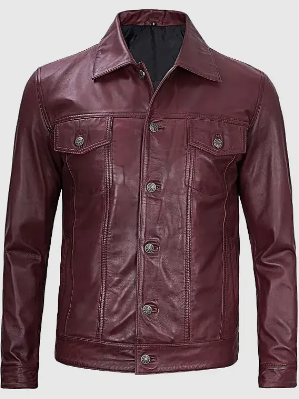 Asal Vision Trucker Jackets | Leather Jackets | Trucker Leather Jacket For Men Burgundy