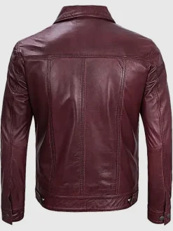 Asal Vision Trucker Jackets | Leather Jackets | Trucker Leather Jacket For Men Burgundy