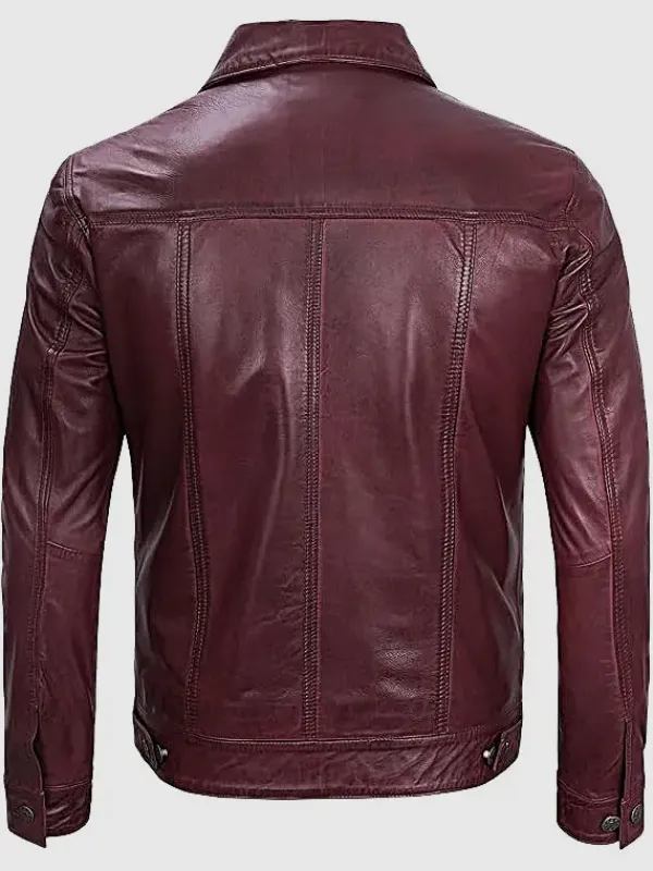 Asal Vision Trucker Jackets | Leather Jackets | Trucker Leather Jacket For Men Burgundy
