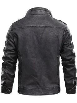 Asal Vision Black Jackets | Cafe Racer Jackets | Cafe Racer Men’s Distressed Stand Up Collar Leather Jacket Black