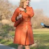 Asal Vision Women Coats | Candice Renoi Cécile Bois Trench Leather Coat Orange