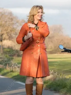 Asal Vision Women Coats | Candice Renoi Cécile Bois Trench Leather Coat Orange