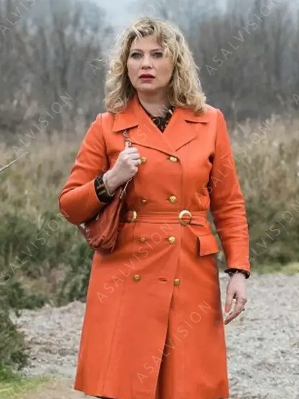 Asal Vision Women Coats | Candice Renoi Cécile Bois Trench Leather Coat Orange