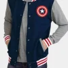 Asal Vision Varsity Jackets | Captain America Blue Varsity Bomber Jacket Blue & Grey
