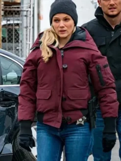 Asal Vision Cotton Jackets | Chicago P.D. Season 8 Hailey Upton Bomber Jacket Maroon