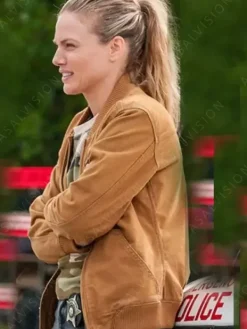 Asal Vision Cotton Jackets | Chicago P.D. Season 7 Hailey Upton Bomber Jacket Tan Brown