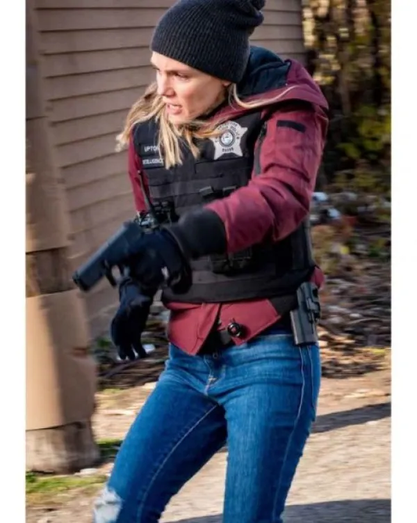 Asal Vision Cotton Jackets | Chicago P.D. Season 8 Hailey Upton Bomber Jacket Maroon