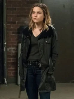 Asal Vision Women Coats | Chicago P.D. Sophia Bush Belted Coat Black