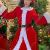Asal Vision Women Coats | Christmas Stella Santa Claus Coat Red