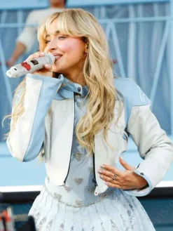 Asal Vision Leather Jackets | Coachella 2024 Sabrina Carpenter Jacket Blue And White