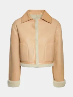 Asal Vision Leather Jackets | Cream Shearling Jacket Cream Color