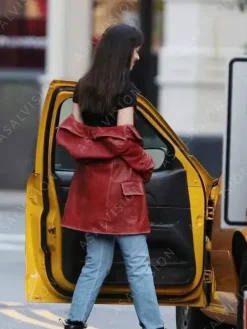 Asal Vision Women Coats | Leather Jackets | Dakota Johnson Madame Web 2024 Red Leather Coat Red Waxed