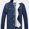 Asal Vision Denim Jackets | Dark Faux Fur Lined Sherpa Denim Jacket Blue