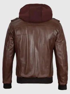 Asal Vision Hooded Jackets | Bomber Jackets | Hooded Leather Jacket For Men Dark Brown