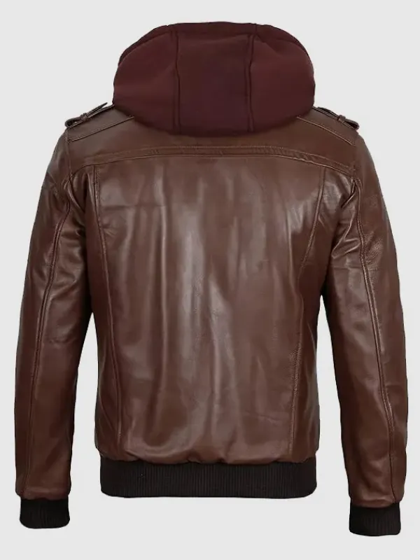 Asal Vision Hooded Jackets | Bomber Jackets | Hooded Leather Jacket For Men Dark Brown