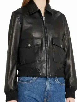 Asal Vision Leather Jackets | Dark Matter Jennifer Connelly Bomber Leather Jacket Black
