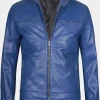 Asal Vision Blue Jackets | Cafe Racer Jackets | Declan Men’s Cafe Racer Leather Jacket Blue