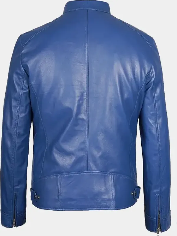 Asal Vision Blue Jackets | Cafe Racer Jackets | Declan Men’s Cafe Racer Leather Jacket Blue