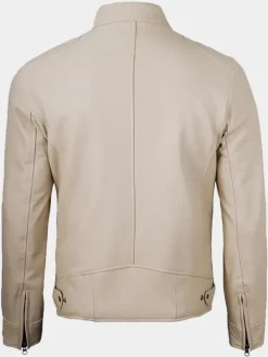 Asal Vision Cafe Racer Jackets | Biker Jackets | Declan Men’s Cafe Racer Style Leather Jacket Beige