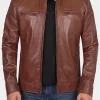 Asal Vision Brown Jackets | Cafe Racer Jackets | Declan Men’s Cafe Racer Leather Jacket Brown