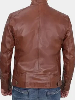 Asal Vision Brown Jackets | Cafe Racer Jackets | Declan Men’s Cafe Racer Leather Jacket Brown