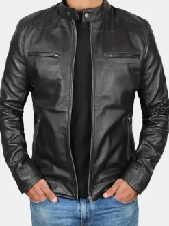 Asal Vision Black Jackets | Cafe Racer Jackets | Declan Men’s Cafe Racer Leather Jacket Black
