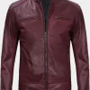 Asal Vision Cafe Racer Jackets | Biker Jackets | Declan Men’s Cafe Racer Leather Jacket Burgundy