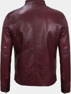 Asal Vision Cafe Racer Jackets | Biker Jackets | Declan Men’s Cafe Racer Leather Jacket Burgundy
