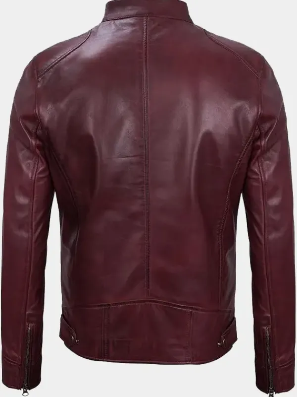 Asal Vision Cafe Racer Jackets | Biker Jackets | Declan Men’s Cafe Racer Leather Jacket Burgundy