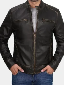 Asal Vision Brown Jackets | Cafe Racer Jackets | Declan Men’s Vintage Leather Jacket Dark Brown